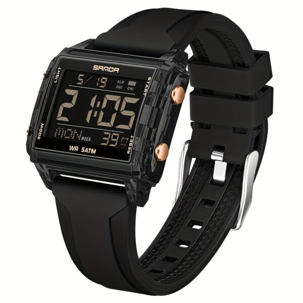 Newness Neon Edge Digital Square Watch: A stylish square digital watch with a neon accent, showcasing modern design and fashion-forward appeal.