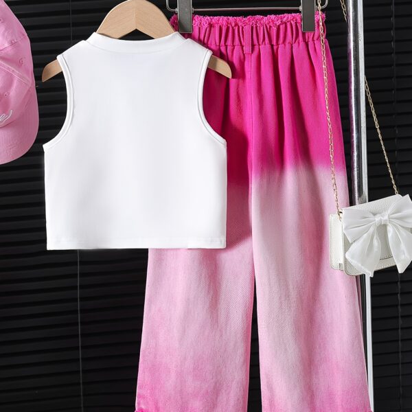 Stylish ombre pants set in sunset hues for girls, perfect for summer. Trendy kids' fashion from Newness.