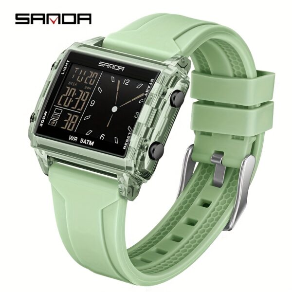Newness Metropole Digital Square Watch: A sleek, square-faced digital watch with a modern, sporty design. Perfect for elevating any outfit.