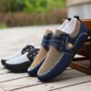 Navy blue MAINALUN Mens Fabric Loafers breathable and non slip perfect for any occasion
