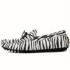 Newness Savile Row Zebra Print Loafers Stylish loafers with a breathable PU upper rubber sole and square toe design