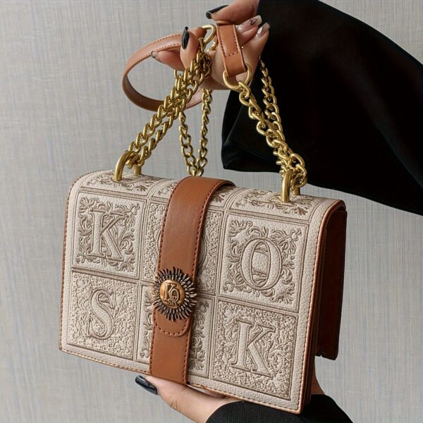 Newness Celestial Sun Embroidered Chain Bag: A chic, versatile chain bag with celestial sun embroidery, perfect for elevating any outfit.