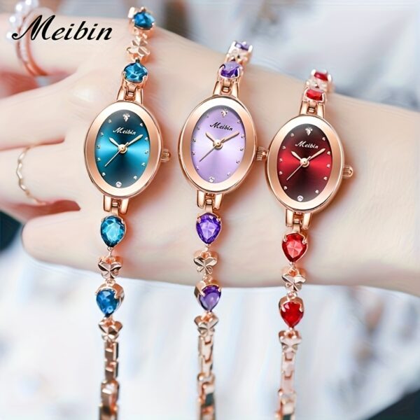 MeiBin 1pc Women'S Wrist Watch Quartz Movement Fashionable Steel Strap Dial Casual Business Suitable for Daily Wear and Gift M1710L