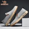 CANEMON Mens Canvas Slip Ons in stylish navy blue showcasing breathable canvas material and comfortable fit perfect for everyday wear