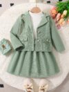 Adorable girl wearing Newness Spring Meadow Girls Suit Set a stylish outfit perfect for spring fall or winter