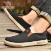 CANEMON Mens Canvas Slip Ons in stylish navy blue showcasing breathable canvas material and comfortable fit perfect for everyday wear