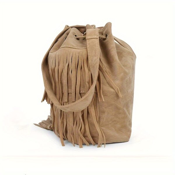 Newness Chic Tassel Bucket Bag: A stylish, vintage-inspired bucket bag with tassels, perfect for any occasion.