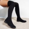 Newness Sculptural Knit Knee High Boots Womens stylish knee high boots in a form fitting knit fabric Showcase your legs in these trendy boots perfect for fall and winter