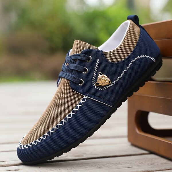 Navy blue MAINALUN Mens Fabric Loafers breathable and non slip perfect for any occasion