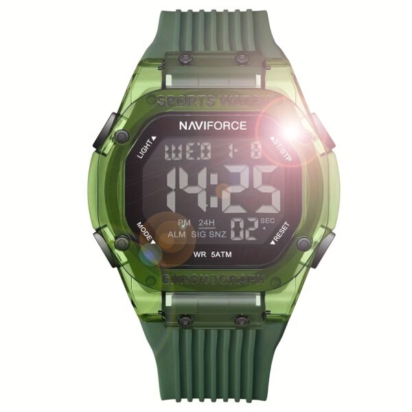 NAVIFORCE Apex Men's Digital Sports Watch, showcasing its sleek design, LED backlight, and water resistance.