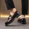 Newness Casablanca Mens Fringed Loafers in premium PU leather showcasing the vintage inspired design and comfortable fit
