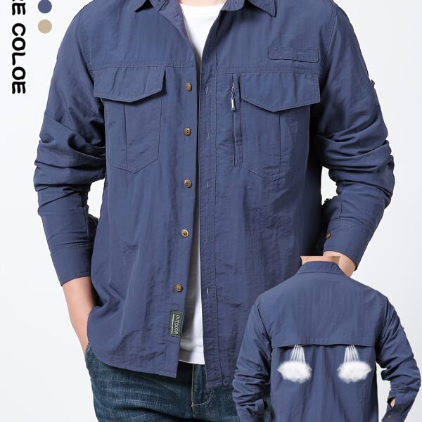 Model wearing the Newness Voyager Men's Nylon Shirt, a lightweight, breathable nylon shirt, ideal for travel and outdoor activities.