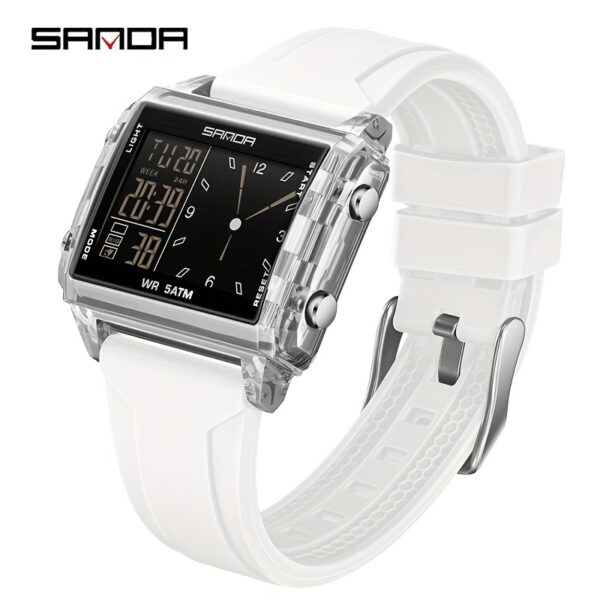 Newness Metropole Digital Square Watch: A sleek, square-faced digital watch with a modern, sporty design. Perfect for elevating any outfit.