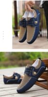 Navy blue MAINALUN Mens Fabric Loafers breathable and non slip perfect for any occasion