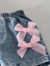 Adorable girls denim set with a cute bowknot perfect for spring summer or fall Shop Newness for stylish kids fashion