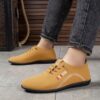 Newness Mens Slip On Loafers in sleek black Breathable PU upper and cushioned sole for all day comfort