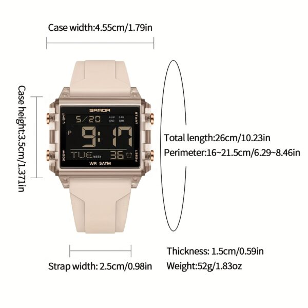 Newness Neon Edge Digital Square Watch: A stylish square digital watch with a neon accent, showcasing modern design and fashion-forward appeal.