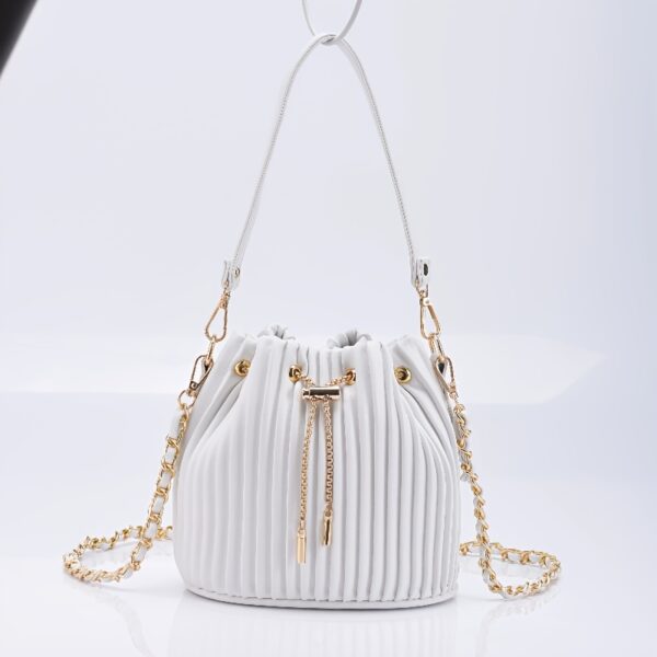 Newness Chic Pleated Drawstring Bag: Versatile and chic pleated bag, perfect for any occasion.