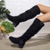 Newness Slouchy Knee High Boots in brown leather showcasing a chic and casual style perfect for winter The boots are slouchy and knee high highlighting their comfortable and fashionable design