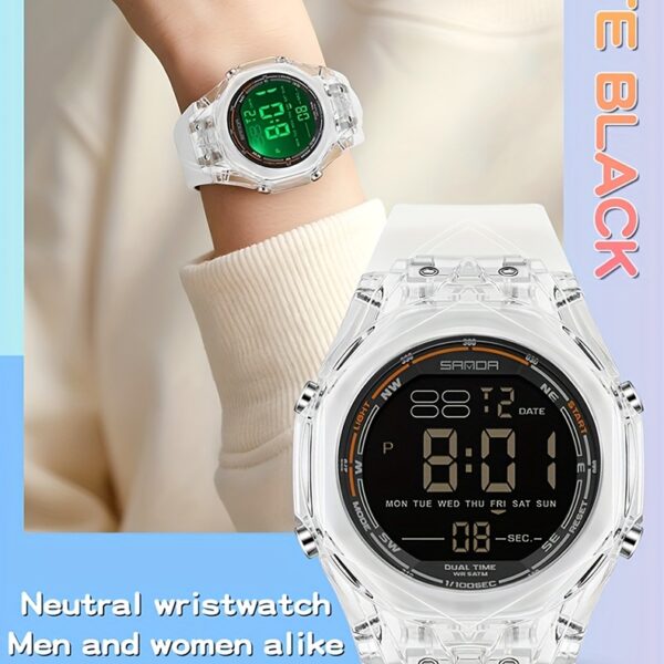 Newness Apex Digital Sports Watch: Sleek black digital sports watch with multiple features, perfect for an active lifestyle.