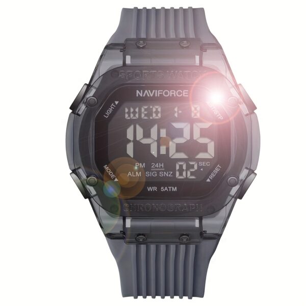 NAVIFORCE Apex Men's Digital Sports Watch, showcasing its sleek design, LED backlight, and water resistance.