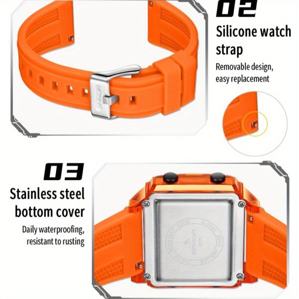 Newness Neon Edge Digital Square Watch: A stylish square digital watch with a neon accent, showcasing modern design and fashion-forward appeal.