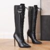 Newness Midnight Bloom Black Stiletto Boots elegant black stiletto boots perfect for parties and formal events