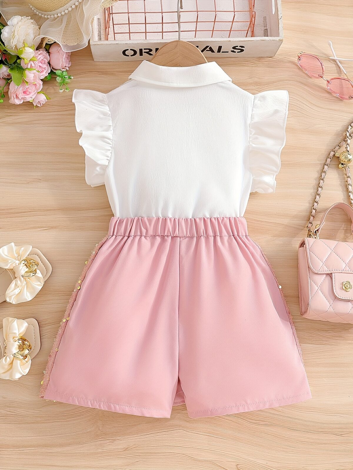Adorable girls summer outfit Newnesss Summer Sparkle two piece set features a stylish top and coordinating bottom perfect for parties weddings or any special occasion