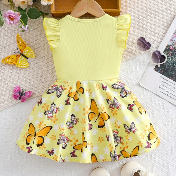 Adorable baby girl in a lavender butterfly dress, perfect for summer. Newness.