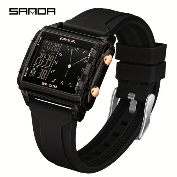 Newness Metropole Digital Square Watch: A sleek, square-faced digital watch with a modern, sporty design. Perfect for elevating any outfit.