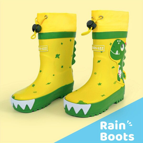 Newness Adventure-Ready Dino Rain Boots: Adorable dinosaur rain boots, perfect for kids' rainy day adventures.