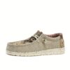 Newness Casual Bear Loafers in beige Showcasing the breathable fabric and comfortable EVA cushioned sole