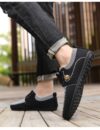Navy blue MAINALUN Mens Fabric Loafers breathable and non slip perfect for any occasion