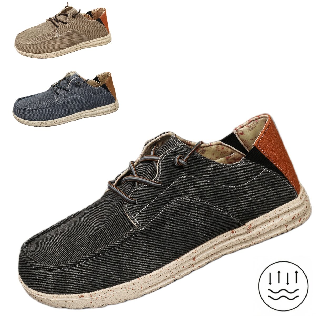 Newness Mens Effortless Style Fabric Loafers Breathable lightweight and effortlessly stylish loafers perfect for everyday wear Close up view showcasing the fabric texture and design
