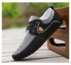 Navy blue MAINALUN Mens Fabric Loafers breathable and non slip perfect for any occasion
