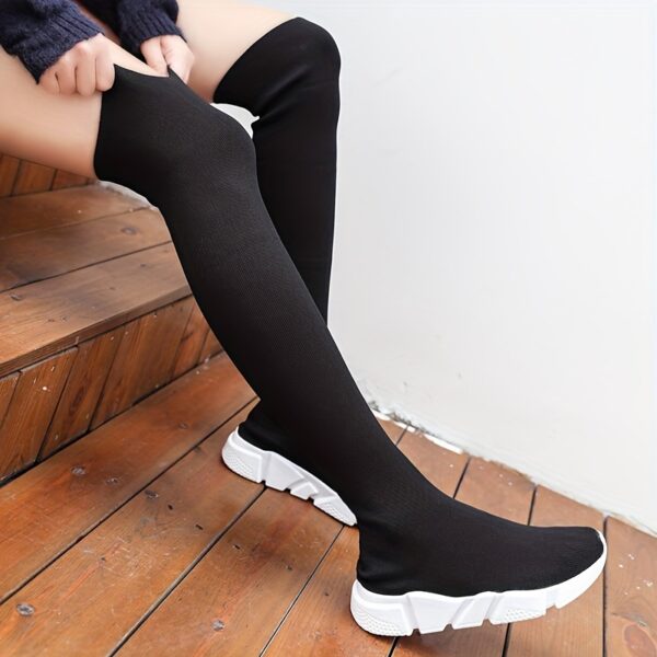 Newness Effortless Chic Knitted Over Knee Boots Flattering over the knee knitted boots in a soft comfortable knit Perfect for adding effortless style to any outfit