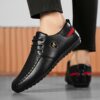 Mens Newness Metro Lace Up Loafers in black showcasing the sleek PU upper and durable PVC sole Versatile and sophisticated loafers perfect for any occasion