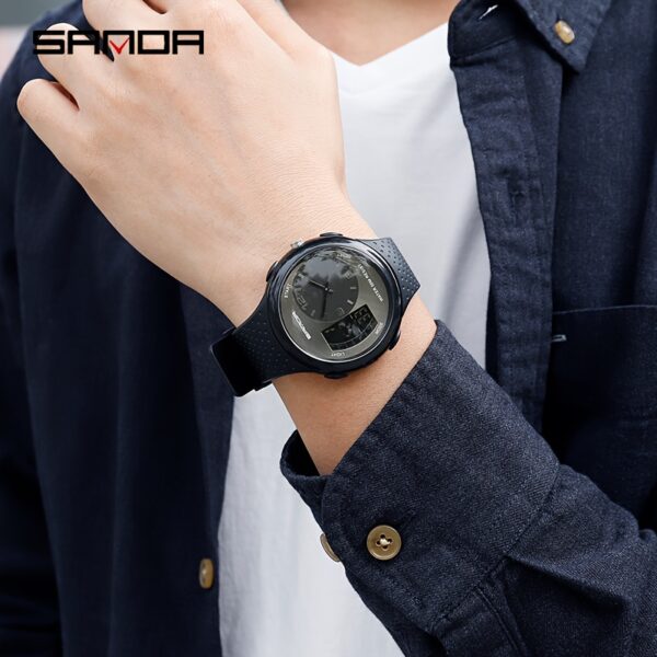Newness Apex Digital Sports Watch: Sleek black digital watch with multiple features, perfect for any activity.