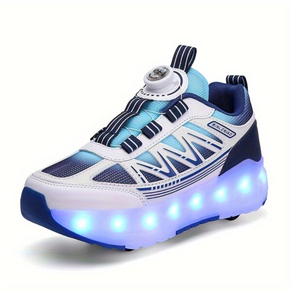 Newness Galaxy Glide LED Roller Shoes: Kids' trendy roller shoes with detachable wheels and adjustable brightness, shining bright.