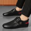 Mens Newness Metro Lace Up Loafers in black showcasing the sleek PU upper and durable PVC sole Versatile and sophisticated loafers perfect for any occasion