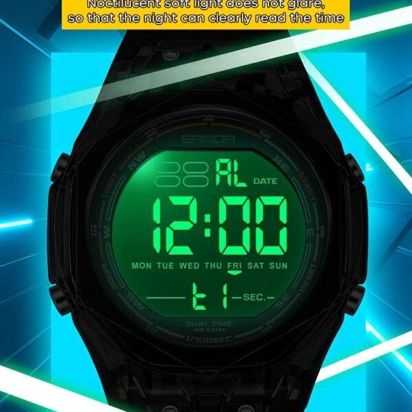 Newness Apex Digital Sports Watch: Sleek black digital sports watch with multiple features, perfect for an active lifestyle.