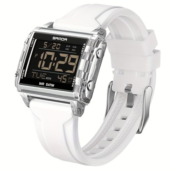Newness Neon Edge Digital Square Watch: A stylish square digital watch with a neon accent, showcasing modern design and fashion-forward appeal.