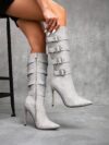 Newness Ascension Stiletto Buckle Boots Elevate your look with these stunning stiletto boots featuring a chic buckle detail