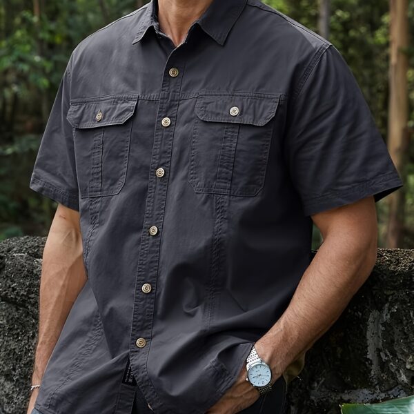 Newness Men's Casual Shirt, The Explorer, in crisp white cotton. A comfortable and stylish summer shirt perfect for any adventure.