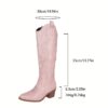 Newness Embroidered Pink Western Boots Step into style with our trendy pink embroidered boots featuring intricate stitching and a classic Western silhouette