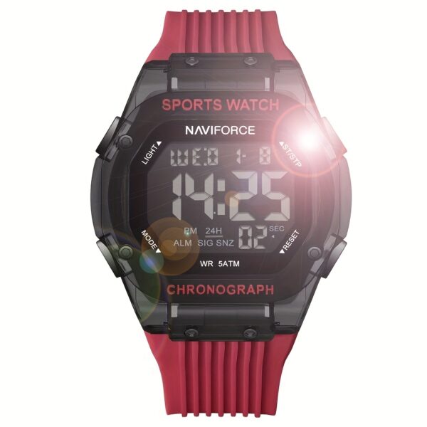 NAVIFORCE Apex Men's Digital Sports Watch, showcasing its sleek design, LED backlight, and water resistance.