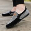 Newness Mens Plaid Loafers Breathable canvas loafers with a rubber sole perfect for casual outings Stylish plaid pattern