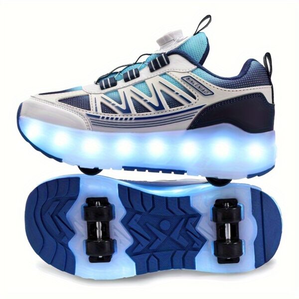 Newness Galaxy Glide LED Roller Shoes: Kids' trendy roller shoes with detachable wheels and adjustable brightness, shining bright.