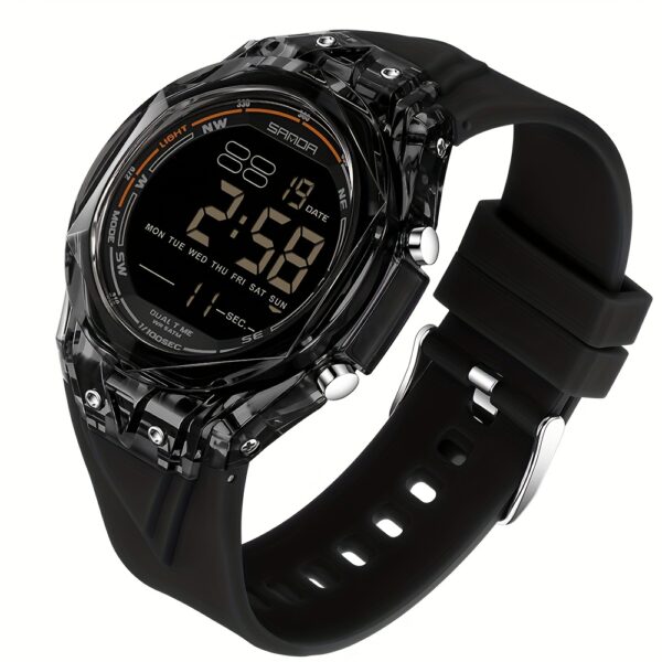 Newness Apex Digital Sports Watch: Sleek black digital sports watch with multiple features, perfect for an active lifestyle.
