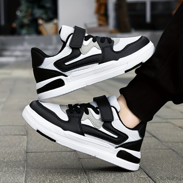 Stylish and breathable blue and white striped mesh sneakers for boys perfect for casual wear or running